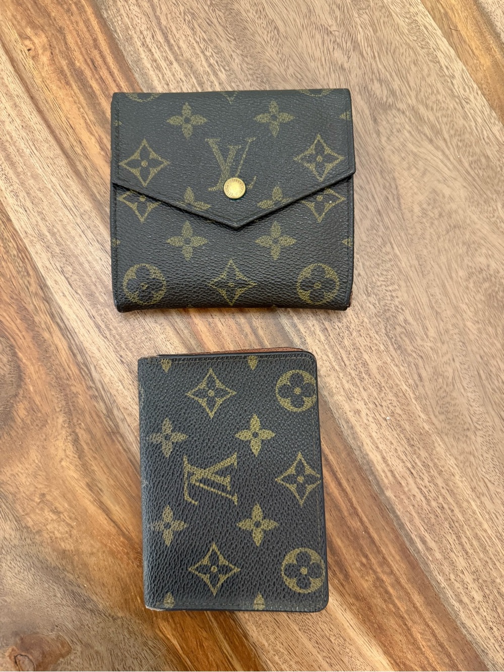 Authentic Louis Vuitton Monogram Canvas Brown Card Holder & Wallet Set